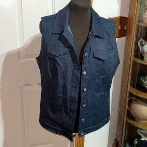 Attyre New York Dark Blue Navy Vest w/ Silver Buttons Size Large